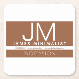 Porta-copo De Papel Quadrado Design Minimalista Profissional Moderno Marrom e