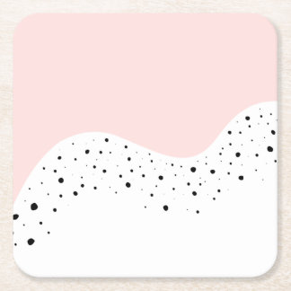 Porta-copo De Papel Quadrado Design rosa mínimo com pontos