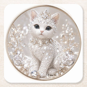 Porta-copo De Papel Quadrado Deslumbrante Princesa dos Gatos de Diamante Luxo
