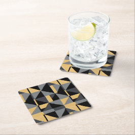 Porta-copo De Papel Quadrado Dessous-de-Verre en Papier – Géométrie Noir, Gris