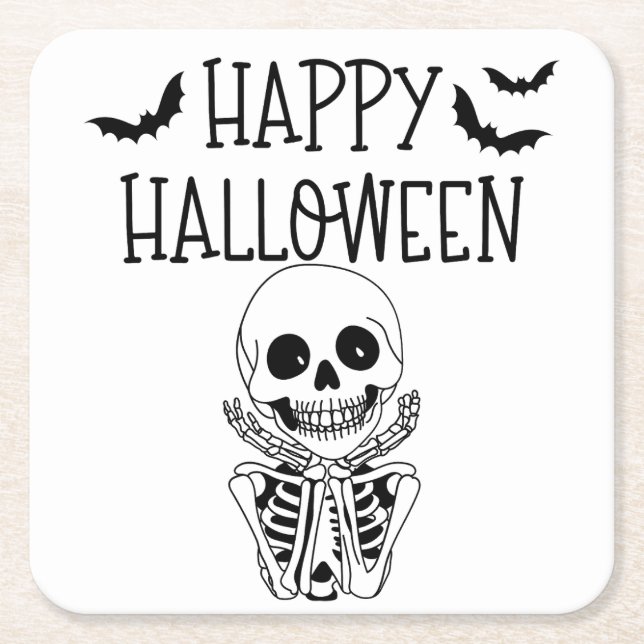 Porta-copo De Papel Quadrado Dessous-de-verre en papier Happy Halloween (Frente)