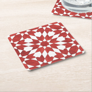 Porta-copo De Papel Quadrado Dessous-de-verre Mosaïque marocaine rouge ZELLIGE