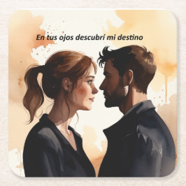 Porta-copo De Papel Quadrado Destellos de Miradas: Ilustración en Acuarela que