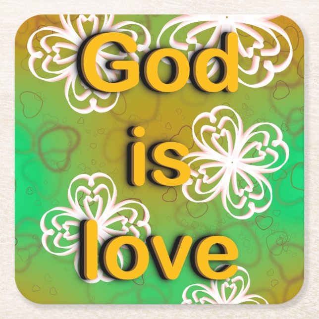 Porta-copo De Papel Quadrado Deus é amor (Frente)