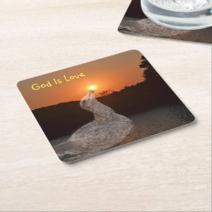 Porta-copo De Papel Quadrado Deus é amor sunset