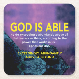 Porta-copo De Papel Quadrado DEUS É CAPAZ Ephesianos 3:20 Escritura Inspiracion
