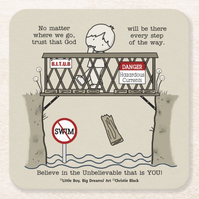 Porta-copo De Papel Quadrado Deus Estará Lá (Frente)