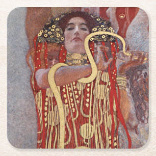 Porta-copo De Papel Quadrado Deusa da Saúde, Higieia (Salus), Gustav Klimt