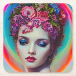 Porta-copo De Papel Quadrado Deusa Flor