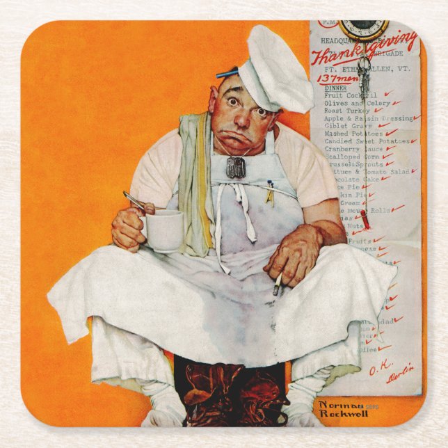 Porta-copo De Papel Quadrado Dia de Ação de Graças Blues (Frente)