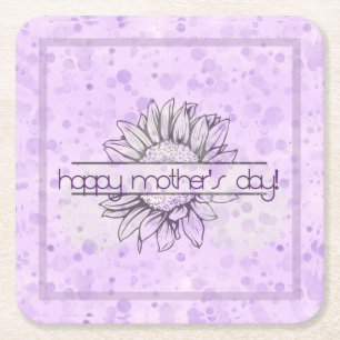 Porta-copo De Papel Quadrado Dia de as mães Quadrado Portas copos Lilac Girasso