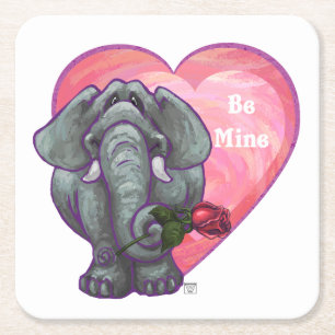 Porta-copo De Papel Quadrado Dia de os namorados de elefante
