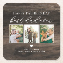 Porta-copo De Papel Quadrado Dia de os pais Feliz Melhor Pai 3 Colagem de Fotos