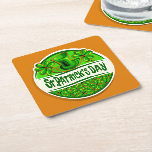 Porta-copo De Papel Quadrado Dia de São Patrício Hat Shamrocks Verde Laranja