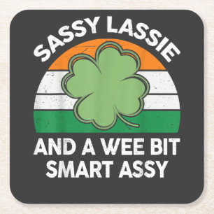 Porta-copo De Papel Quadrado Dia de São Patrício Sassy Lassie Shamrock Irlandês