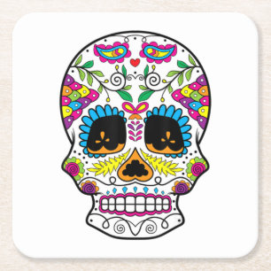 Porta-copo De Papel Quadrado Dia Do Crânio Do Açúcar Do Dia Morto De Los Muerto