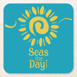 Porta-copo De Papel Quadrado Dia dos Mares da Casa Amarelo da Praia Moderna Sun