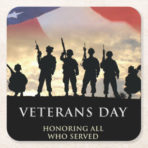 Porta-copo De Papel Quadrado Dia dos Veteranos EUA