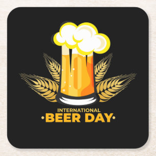 Porta-copo De Papel Quadrado Dia Internacional da Cerveja