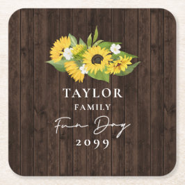 Porta-copo De Papel Quadrado Dia Russo da Família de Buquês de Girassol