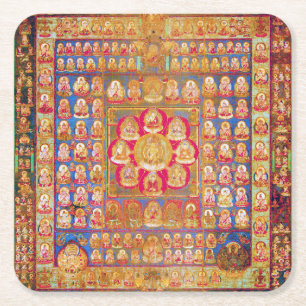 Porta-copo De Papel Quadrado Diagrama Cósmico de Mandala para a Meditação