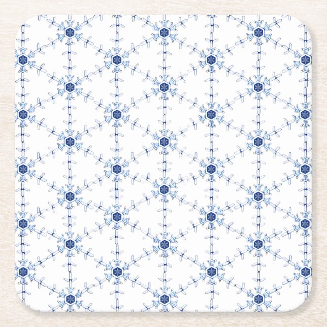 Porta-copo De Papel Quadrado Diamond Snowflake Pattern (Frente)