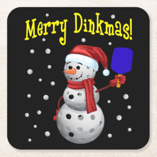 Porta-copo De Papel Quadrado Dinkmas Feliz - Snowman Pickleball
