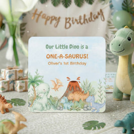 Porta-copo De Papel Quadrado Dinosaur One-A-Saurus 1st Birthday 