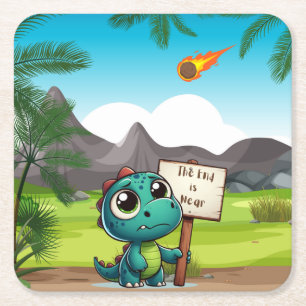 Porta-copo De Papel Quadrado dinossauro fofo, engraçado