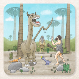 Porta-copo De Papel Quadrado Dinossauros encontram a Idade da Pedra