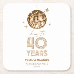 Porta-copo De Papel Quadrado Disco Anima 40 Anos Festa de Aniversário de Casame