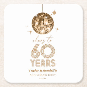 Porta-copo De Papel Quadrado Disco Anima 60 Anos Festa de Aniversário de Casame