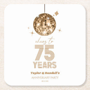 Porta-copo De Papel Quadrado Disco Anima 75 Anos Festa de Aniversário de Casame
