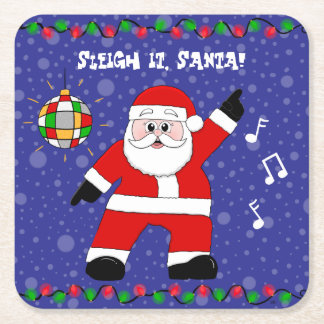 Porta-copo De Papel Quadrado Disco Papai Noel
