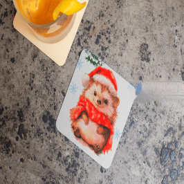 Porta-copo De Papel Quadrado Disposable Christmas Drink Coasters - Cute Hedgeho