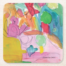 Porta-copo De Papel Quadrado Diversão de Aquarelas - CriançasArt para COC