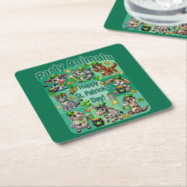 Porta-copo De Papel Quadrado Diversão de Patrick e "Animais de Festa" Adoráveis