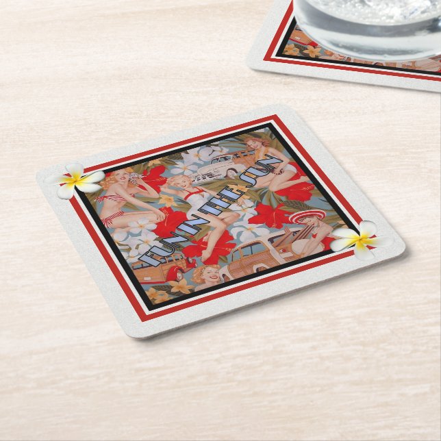 Porta-copo De Papel Quadrado Divertido no Sol (Inclinado)