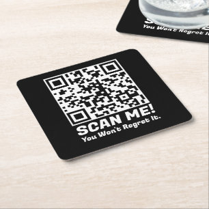 Porta-copo De Papel Quadrado Divertido QR Scan Me! Piada Divertida de Arrependi