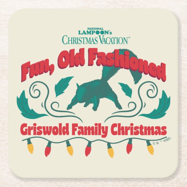 Porta-copo De Papel Quadrado Divertido, Velho Feliz Natal da Família Griswold (Frente)
