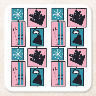 Porta-copo De Papel Quadrado Divertimento de inverno. Picos e acessórios em um