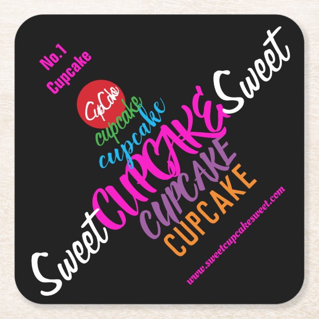 Porta-copo De Papel Quadrado Doce CUPCAKE (Frente)
