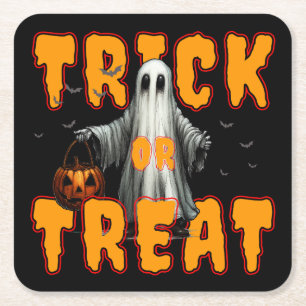 Porta-copo De Papel Quadrado doce ou travessura halloween assustador fantasma a