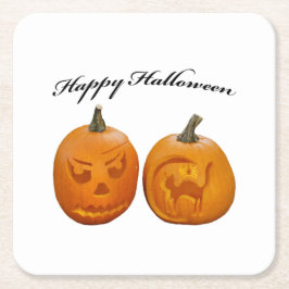 Porta-copo De Papel Quadrado Dois Pumpkins Feliz Dia das Bruxas