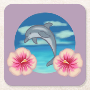 Porta-copo De Papel Quadrado Dolphin Paradise