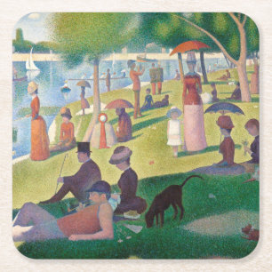 Porta-copo De Papel Quadrado Domingo na pintura de La Grande Jatte Seurat