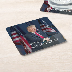Porta-copo De Papel Quadrado Donald J. Trump 45º Presidente Keepsaame
