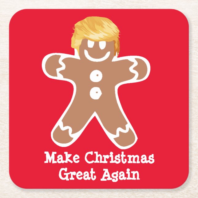 Porta-copo De Papel Quadrado Donald Trump Gingerpão (Frente)