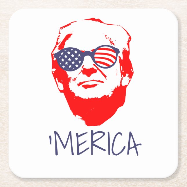 Porta-copo De Papel Quadrado Donald Trump 'Merica (Frente)