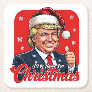 Porta-copo De Papel Quadrado Donald Trump Natal Papai Noel Art